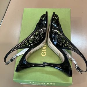 Gianni Bini- Kaley black patent sling back dressy heels